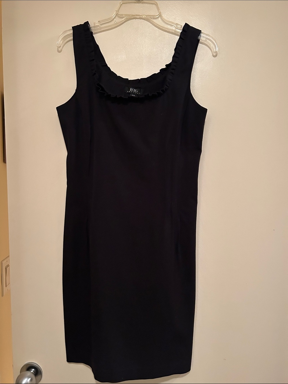 BCBG Little Black Ruffle-Trim Knit Dress